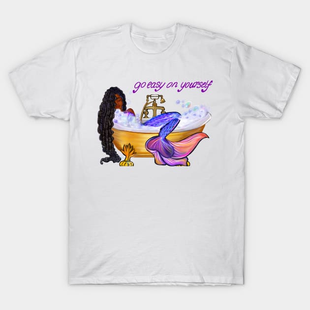 Go easy on yourself - Mermaid with braids relaxing in luxurious bubble bath having a moment of tranquility  ! T-Shirt by Artonmytee